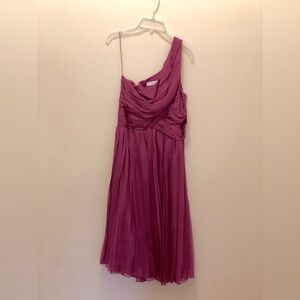 Christian Dior One Shoulder Pink/Purple Silk Midi Dress